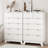 Fluted 6-Drawer Dresser, 46" Tall Wooden Chest of Drawers with Metal Handles, Modern TV Stand & Storage Organizer, for Bedroom, Living Room-1614033242