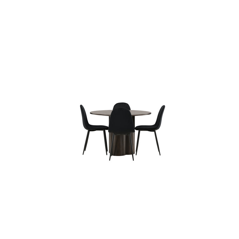 Balfor 4 - Person Dining Set, Black, Black