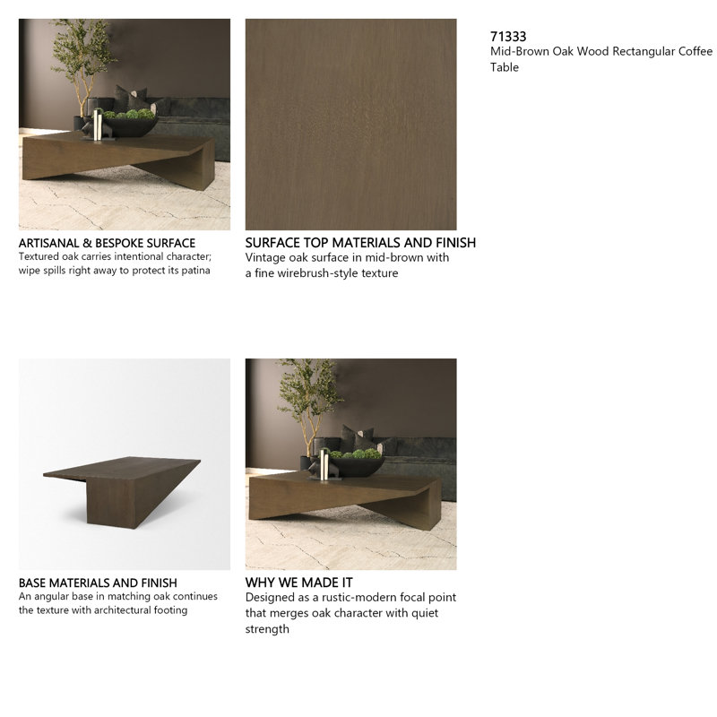 West Solid Wood Coffee Table, Dark Brown