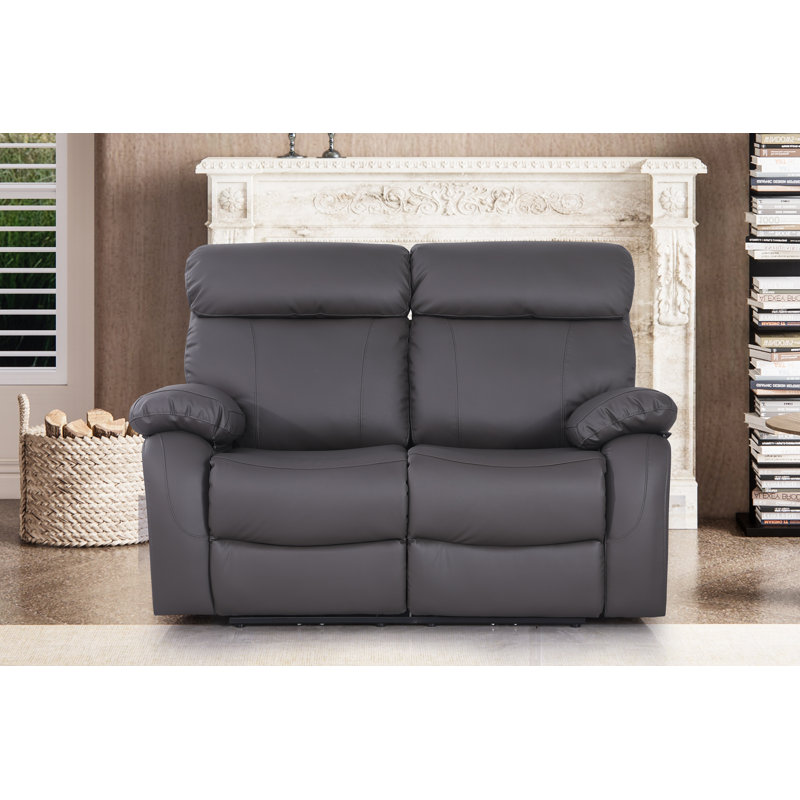 Avshalom 59.8'' Faux Leather Power Reclining Loveseat, Gray Faux Leather