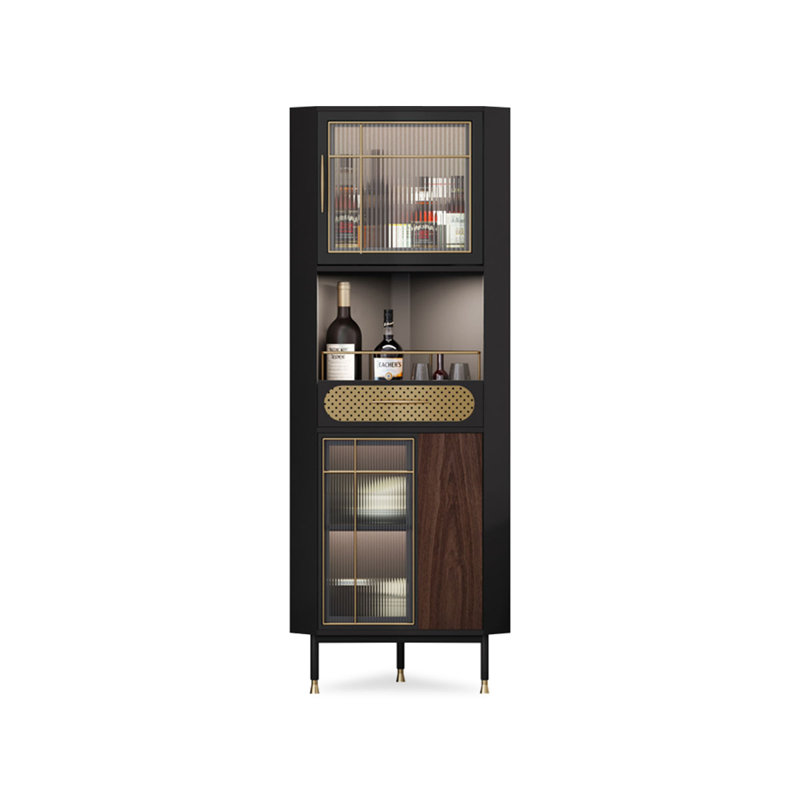 Armoire de coin en bois manufacturé, Noir