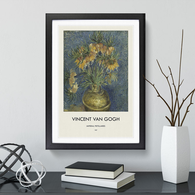 Imperial Fritillaries by Vincent Van Gogh - Picture Frame Painting, 36cm H x 27cm W x 2cm D, Black Framed