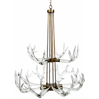 Lustre HYRA PS9093 à deux niveaux en cristal avec motif de cerf