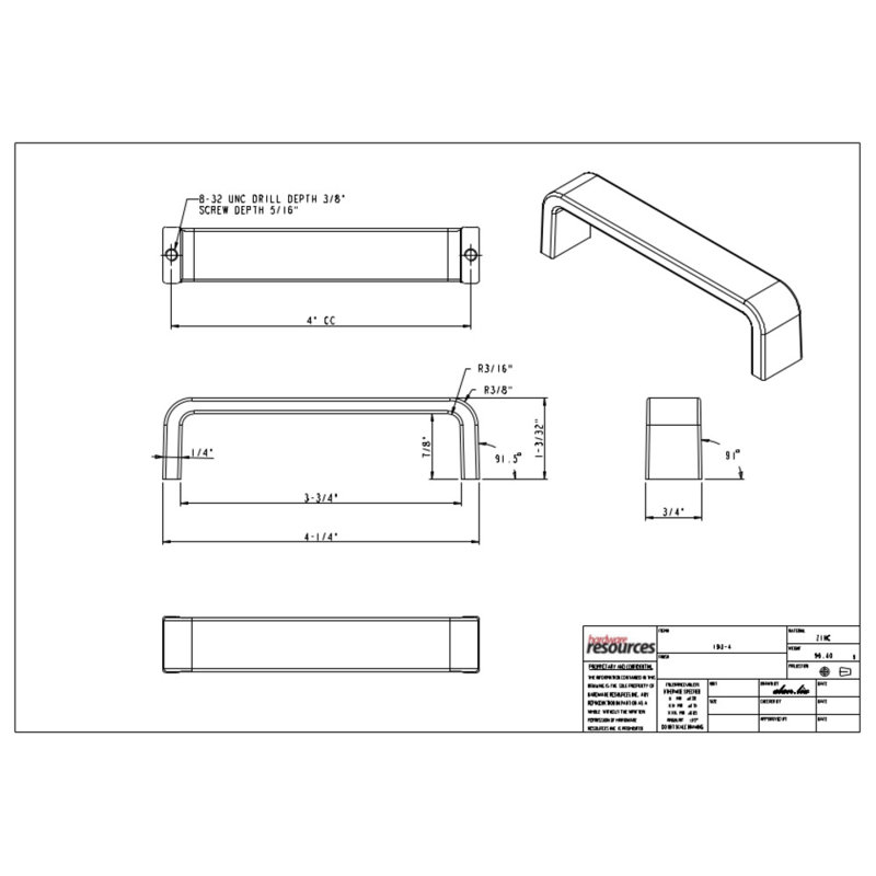 Asher 4" Center to Center Bar Pull, Polished Chrome