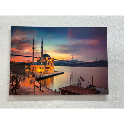Istanbul Sunset: Ortakoy Mosque Canvas Print - Elegant Wall Art,1P GoldFramedCanvas