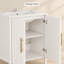 Meuble-lavabo autoportant blanc de 61 cm (24 pouces) avec panneau de porte ondulé et poignées dorées