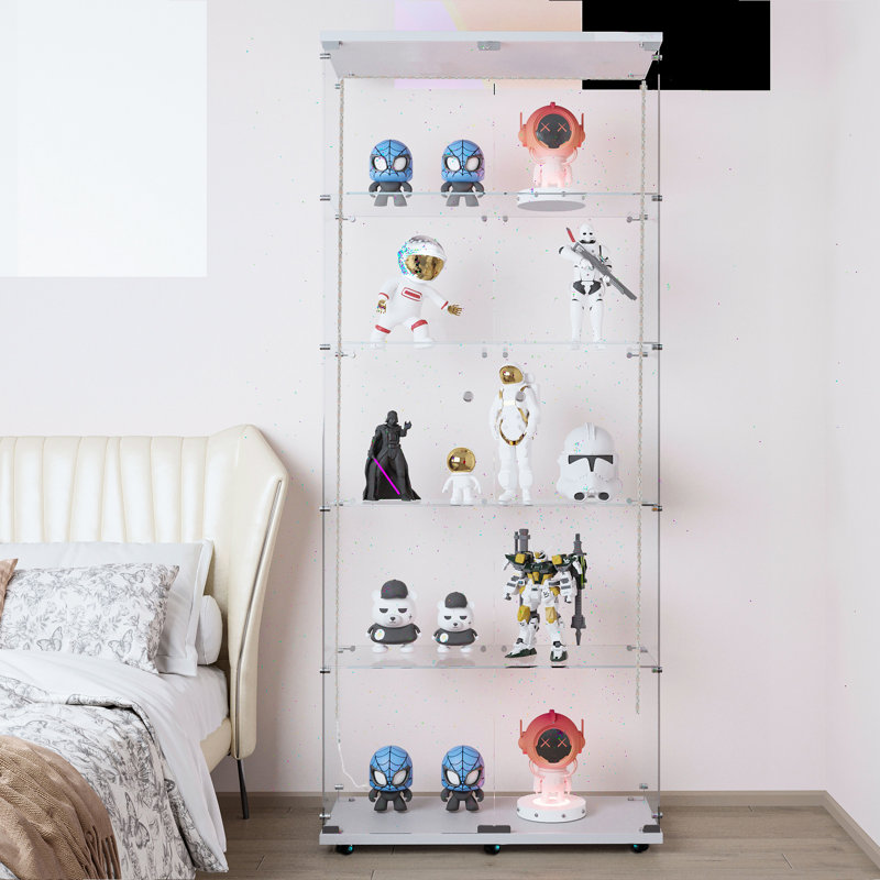 Armoire de rangement en verre trempé Enable, Blanc, H 74,54 po x l 30,34 po x P 13,23 po