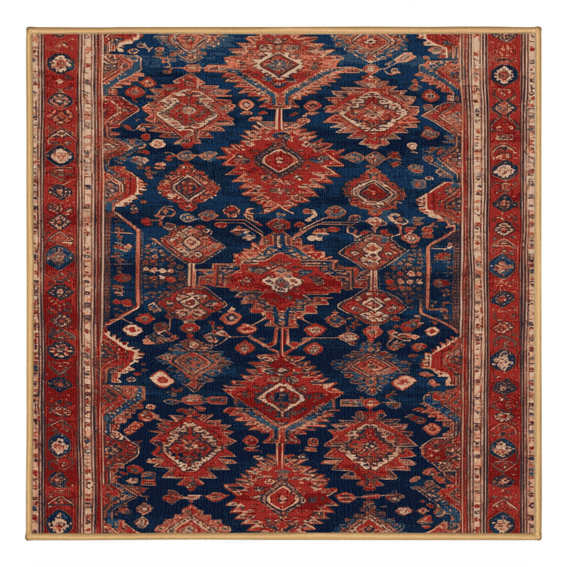 Machine Washable Persian Brown Area Rug, Square 8'