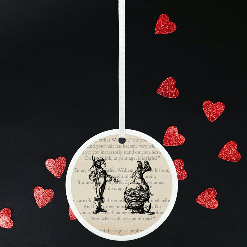 Headstand Alice In Wonderland Circle Shaped Ceramic Ornament Bauble