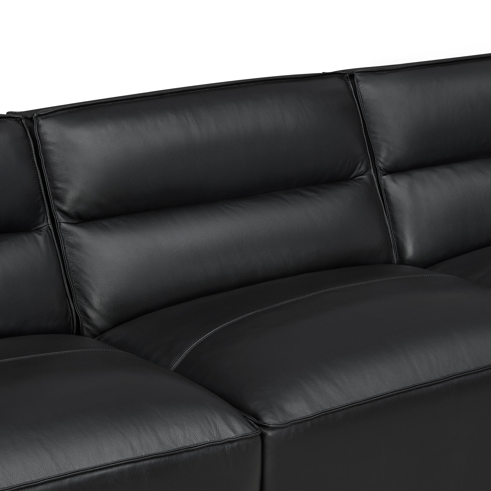 Jenn Top Grain Leather Modular Sectional, Black