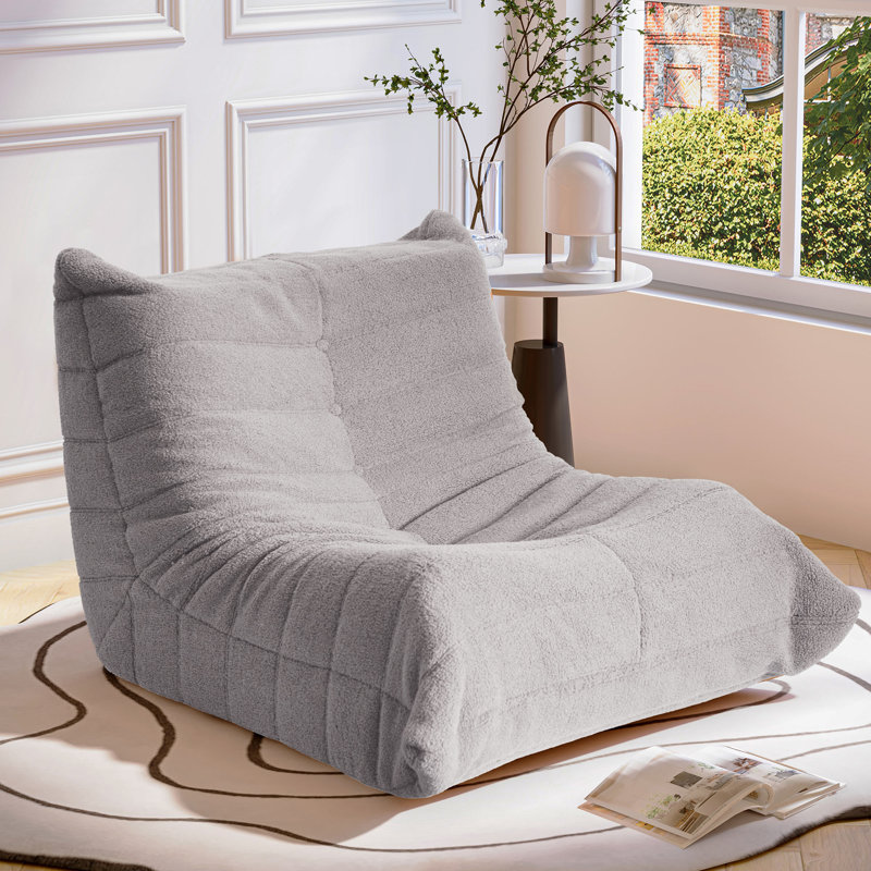 Armless Bean Bag Chair & Lounger Fireside Foam Chair, Grey