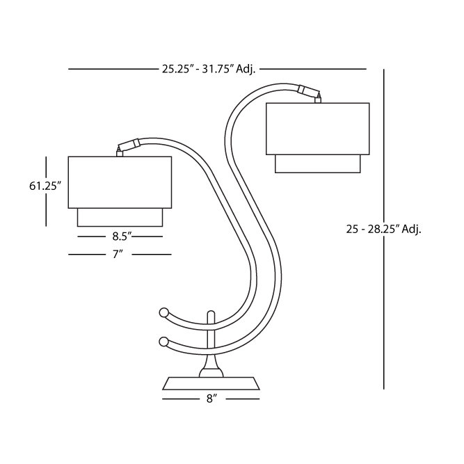 Charlee Desk Table Lamp, Raven Black, Chrome