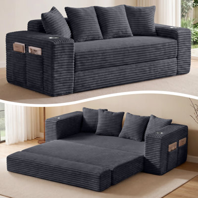 Upholstered 77.17 " Cotton Sofa & Chaise