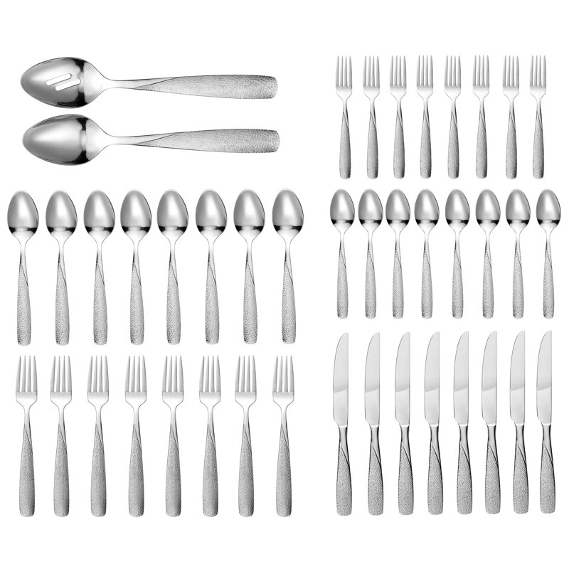Ensemble de couverts 42 pièces en acier inoxydable Lorren Home Trends, service pour 8 personnes, va au lave-vaisselle