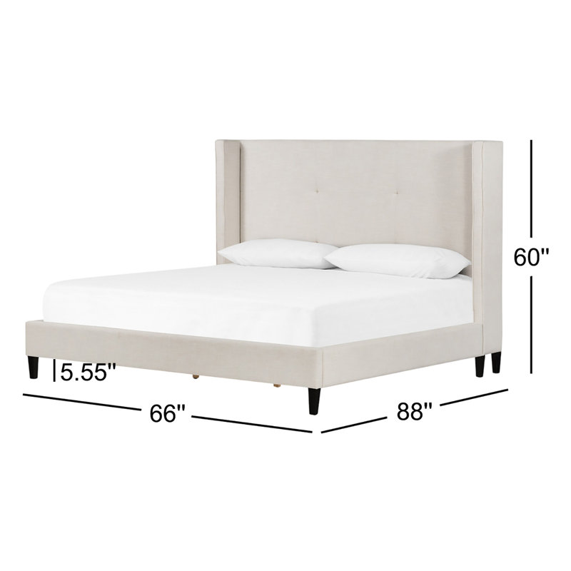 Madison Upholstered Wingback Bed, Queen