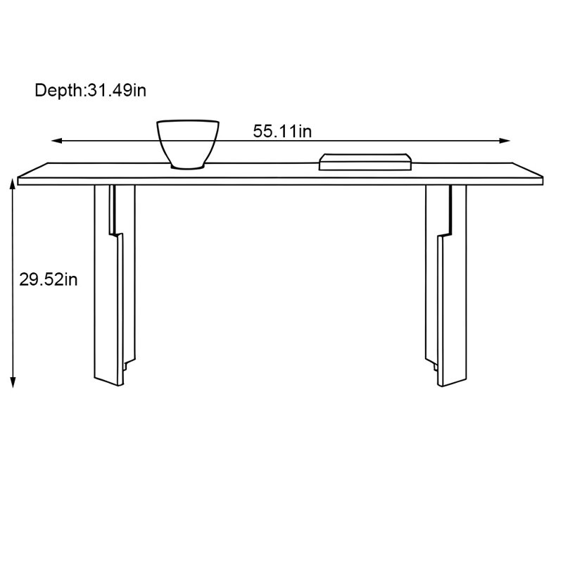 Fully support rectangular modern dining table, 29.52"H x 55.11"L x 31.49"W