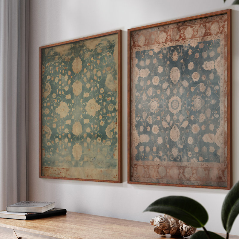 «Vintage Abstract I», impression par estampe numérique - ensemble de 2, H 9 po x l 22 po, Noyer
