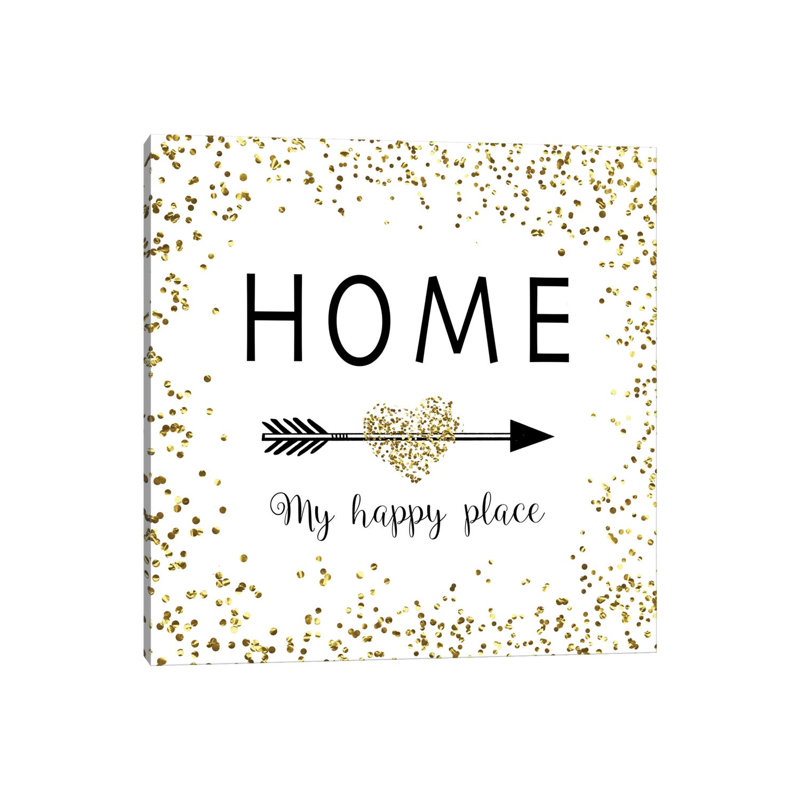 Home - My Happy Place by - Wrapped Canvas Typography, 30.48 cm H x 30.48 cm W