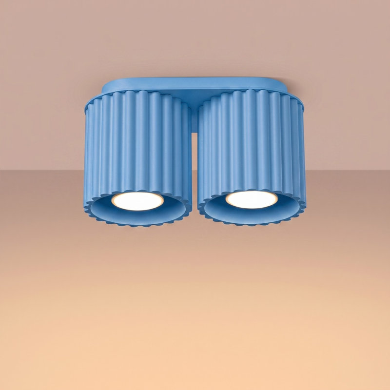 Aura Aluminium Flush Mount, Light Blue, 21x10x12 cm, 2 Lights