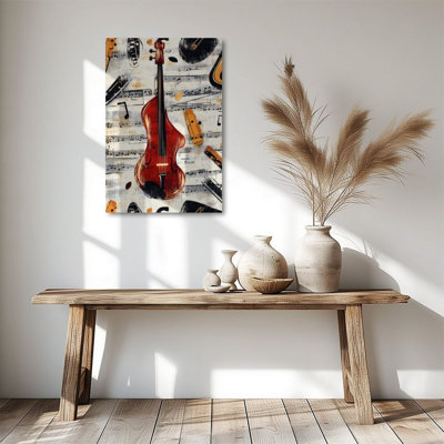 1 pièce, art mural sur toile, thème de la musique, collage d'instruments de musique, affiche rétro 24 po x 36 po encadrée, cadeau idéal pour la chambre à coucher, le couloir, le dortoir