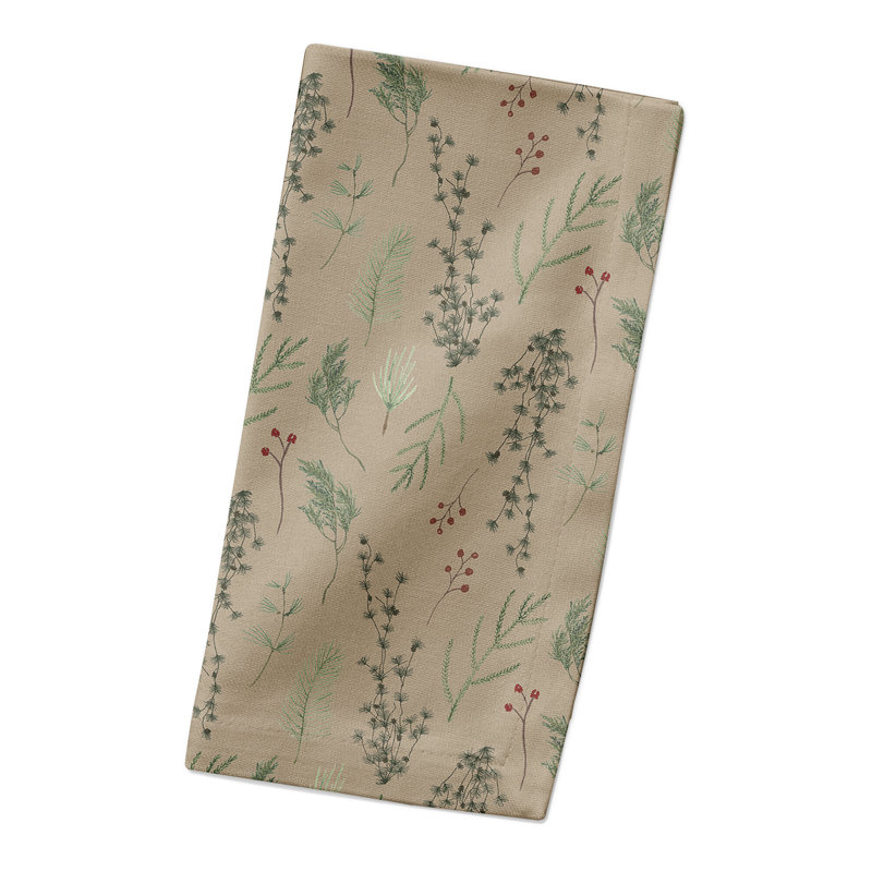 Moscu Cotton Twill Floral Square Napkin, Brown
