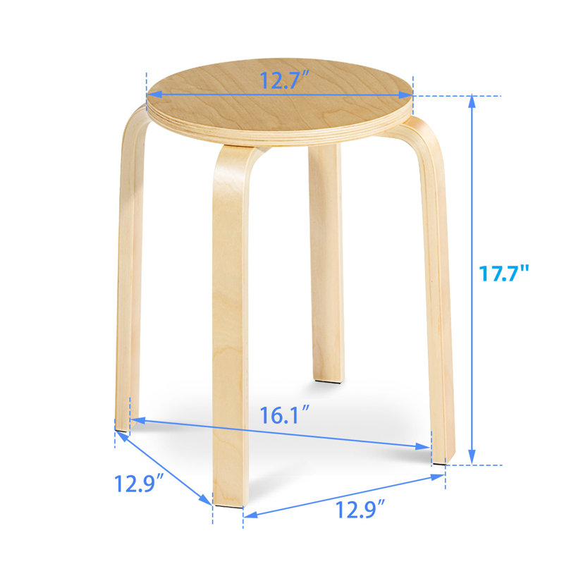 Altonia 18 Inch Stackable Bentwood Dining Chairs with Round Top,Set of 4, Natural