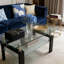 Table basse rectangulaire en verre, table basse transparente, tables d'appoint modernes pour le salon, meubles de salon