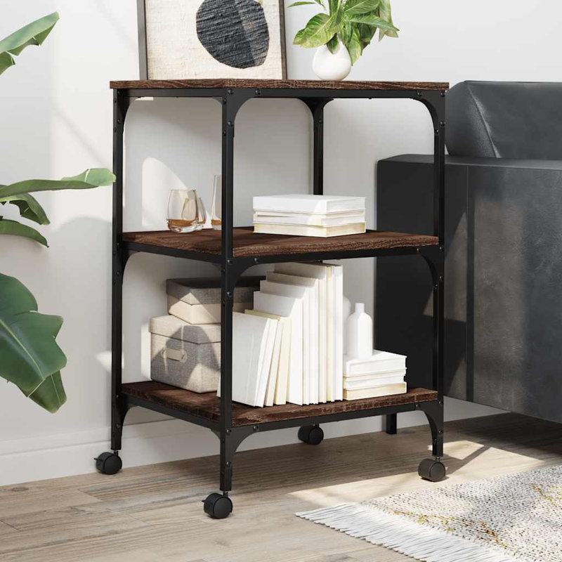 75cm H x 50cm W Printer Stand, Brown Oak