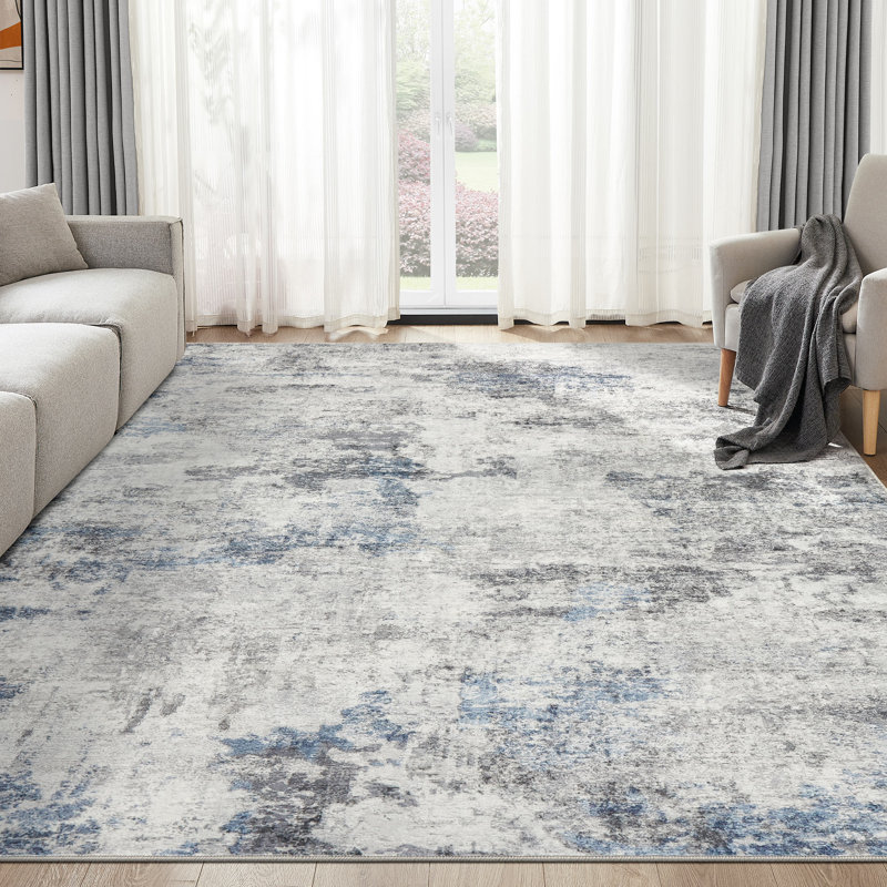 Tapis bohème neutre lavable Dagmar, Rectangle 10 pi x 12 pi, Grey;Orange