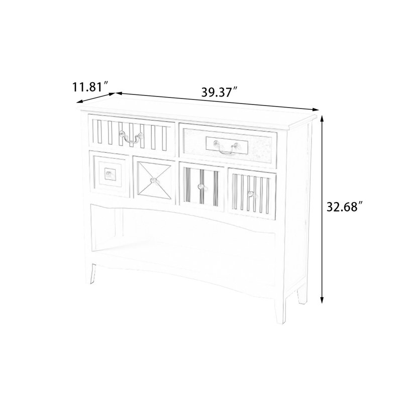 White Rectangular Solid Wood Console Table, 32.68" H x 39.37" W x 11.81" D