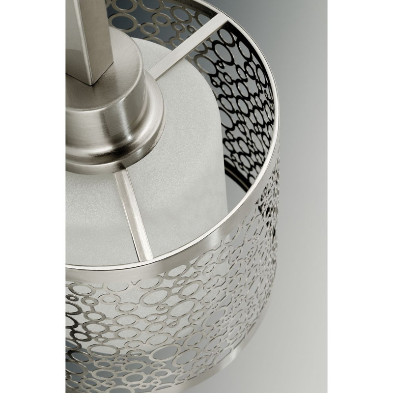 Luminaire suspendu tambour simple à 1 lumière Koman, Nickel brossé