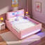 Lit plateforme tapissier avec tiroir, bande lumineuse à DEL et port USB-1098776004-1098776007