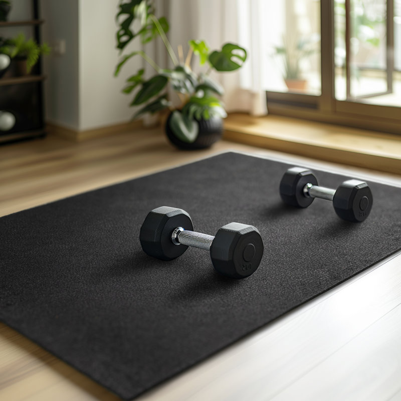 Tapis de gymnastique robuste antidérapant en caoutchouc robuste de 2 pi x 2 pi 1/2 po, L 24 po x L 24 po, Ensemble de 4