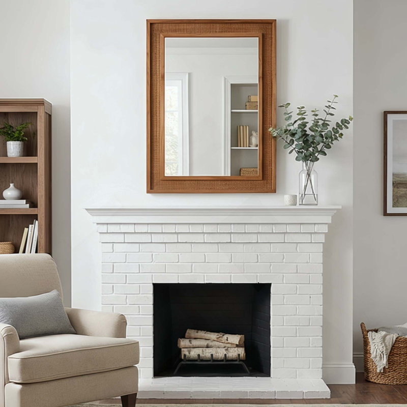 Miroir décoratif en rotin, H 30 po x l 20 po, Brun jaunâtre