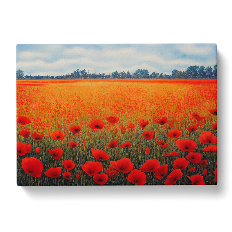Watercolour Poppy Field Vol.1 - Wrapped Canvas, 40cm H x 60cm W x 3cm D