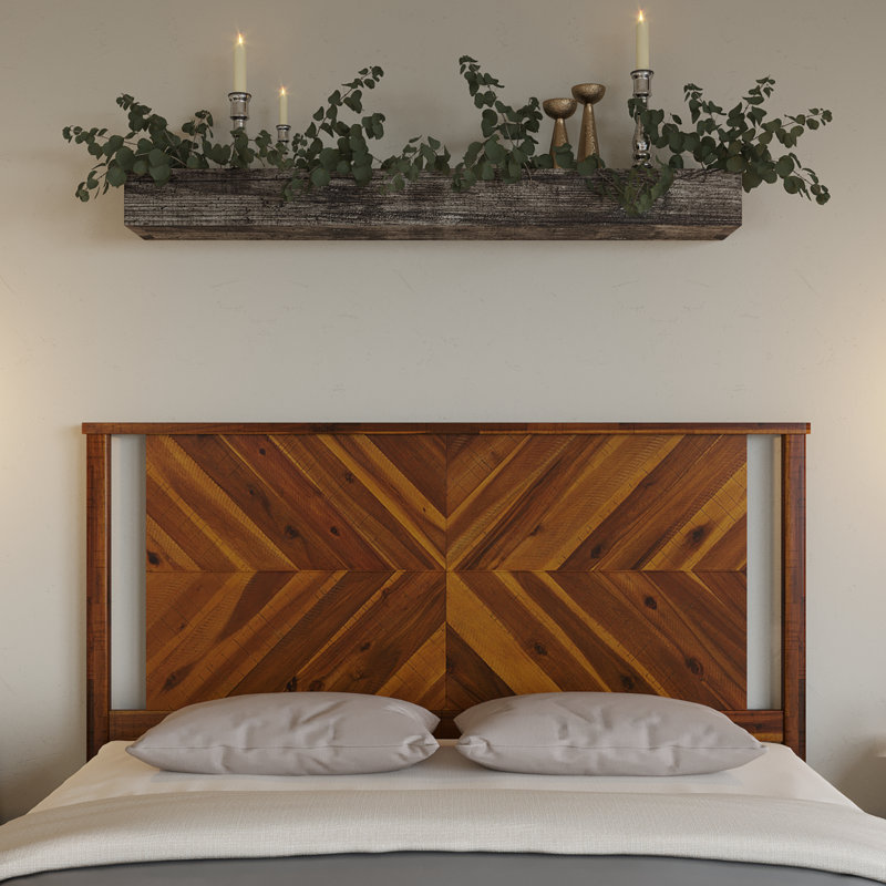 Tête de lit en bois massif Vivian, Grand, Brun doré rustique