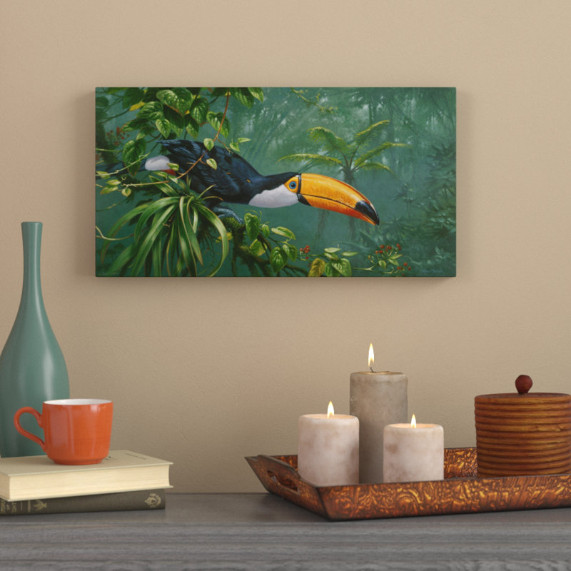 «Toco Toucan», reproduction de peinture acrylique sur toile tendue, H 24 po x l 47 po x P 2 po
