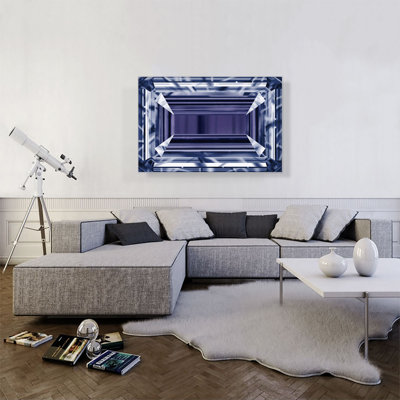 " Purple Blue Emerald Cut Diamond Jewel "