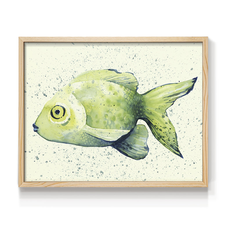 Poisson d'eau douce moucheté I - reproduction encadrée, H 8 po x l 10 po, Naturel
