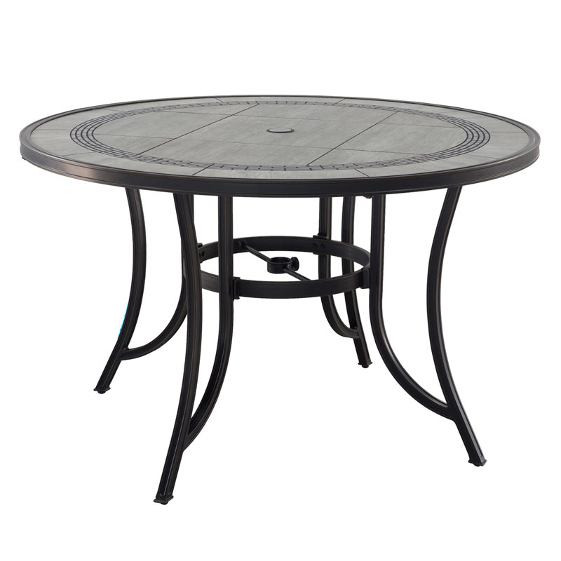 Miyona Round Outdoor Dining Table With Umbrella Hole , 48.03'' in. W 48.03'' in. D