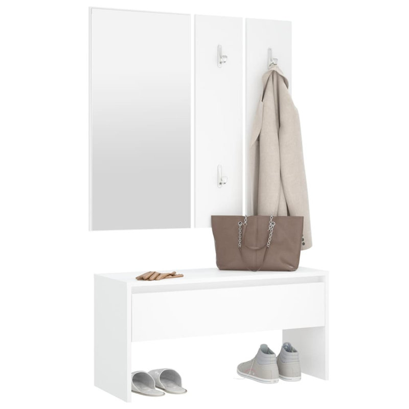 Ivens vidaXL Hallway Furniture Set Engineered Wood, Off White