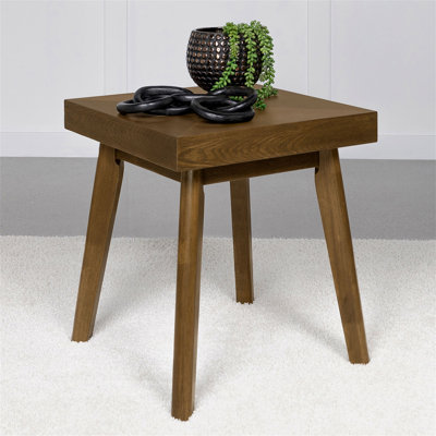 Square Wood Side Table, Walnut Brown