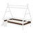 Solid Wood Full Platform Bed Frame with Stairs - Low Profile Twin Bed, Childlike Fun Design for Kids, White Finish-647074636-647074637