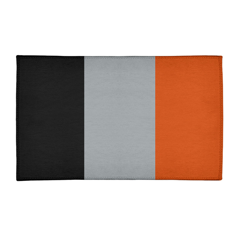 Tapis noir/gris/orange tissé à plat Baltimore, Rectangle 3 pi x 5 pi