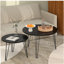 Ensemble de 2 tables basses gigognes rondes de 27,56 po, ensemble de tables de bout gigognes circulaires, plateau de table rond en marbre et base en métal robuste pour le salon, la chambre à coucher, noir