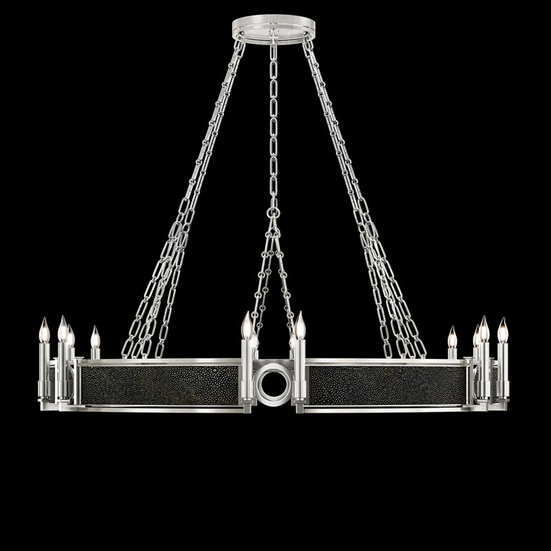 Lustre rond l 49,75 po Mirage, Chevalier noir / argent / nickel