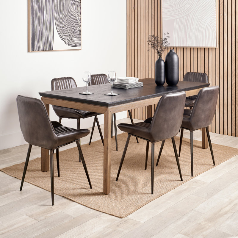 Takierra Acacia Solid Wood Top Dining Table, Black/Brown