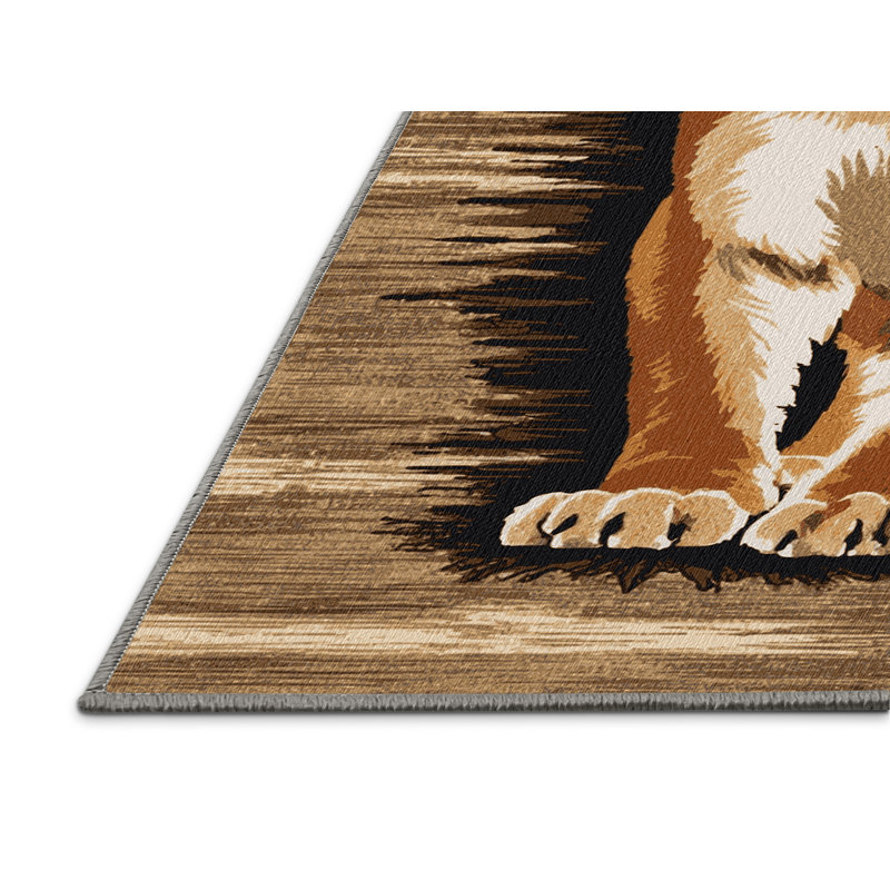  Tapis lavable North American Cougar Big Cats, Rectangle 7' x 9'