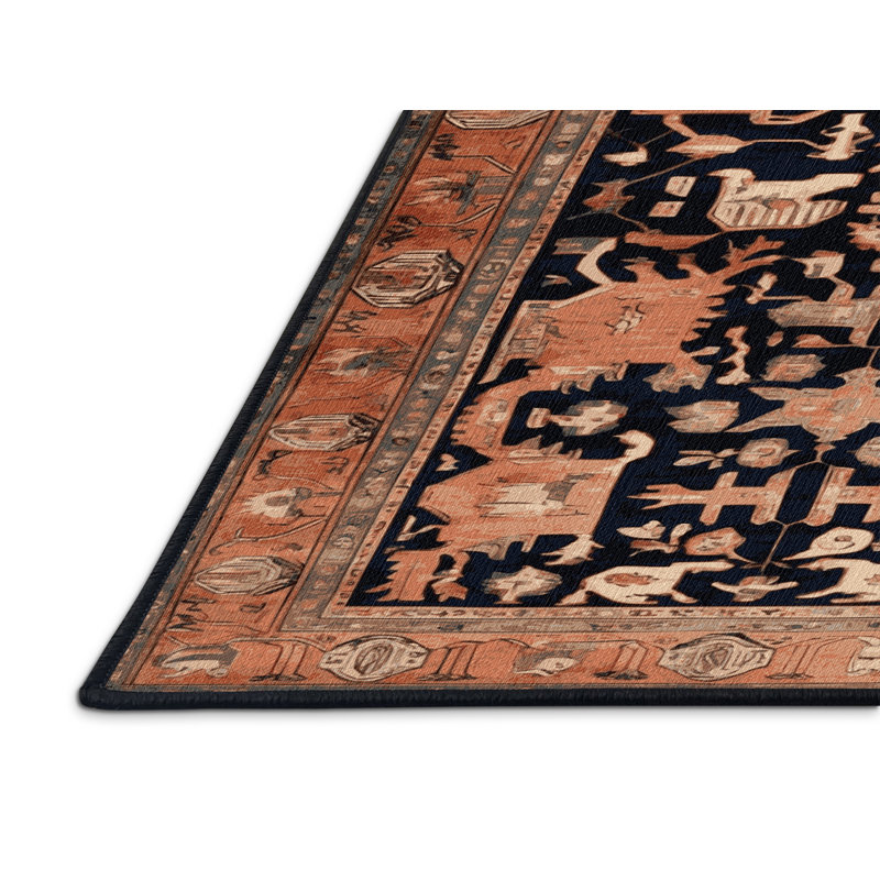 Tapis brun lavable à la machine, Rond 6 pi
