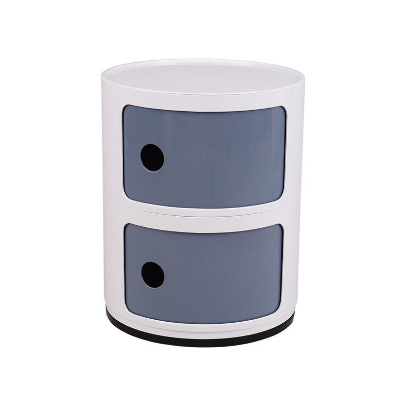 Izzack Tray Top Drum End Table, White/Grey